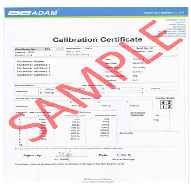 Calibration Statement: In-house F1 1mg - 200g - Inscale Scales